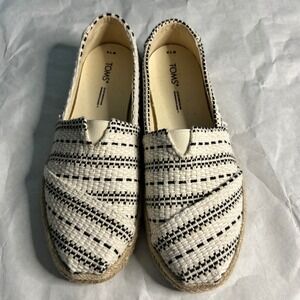 TOMS Espadrille Slip‎ On Woven Casual Shoes Comfort Flats Neutral NWOB Size 7.5